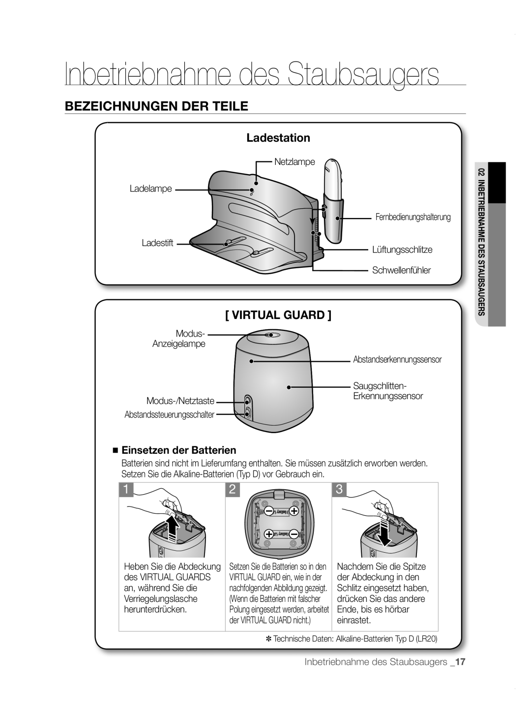 Samsung VCR8855L3B/XEO, VCR8855L3B/XET manual Ladestation, Netzlampe, Ladelampe, Ladestift Lüftungsschlitze Schwellenfühler 