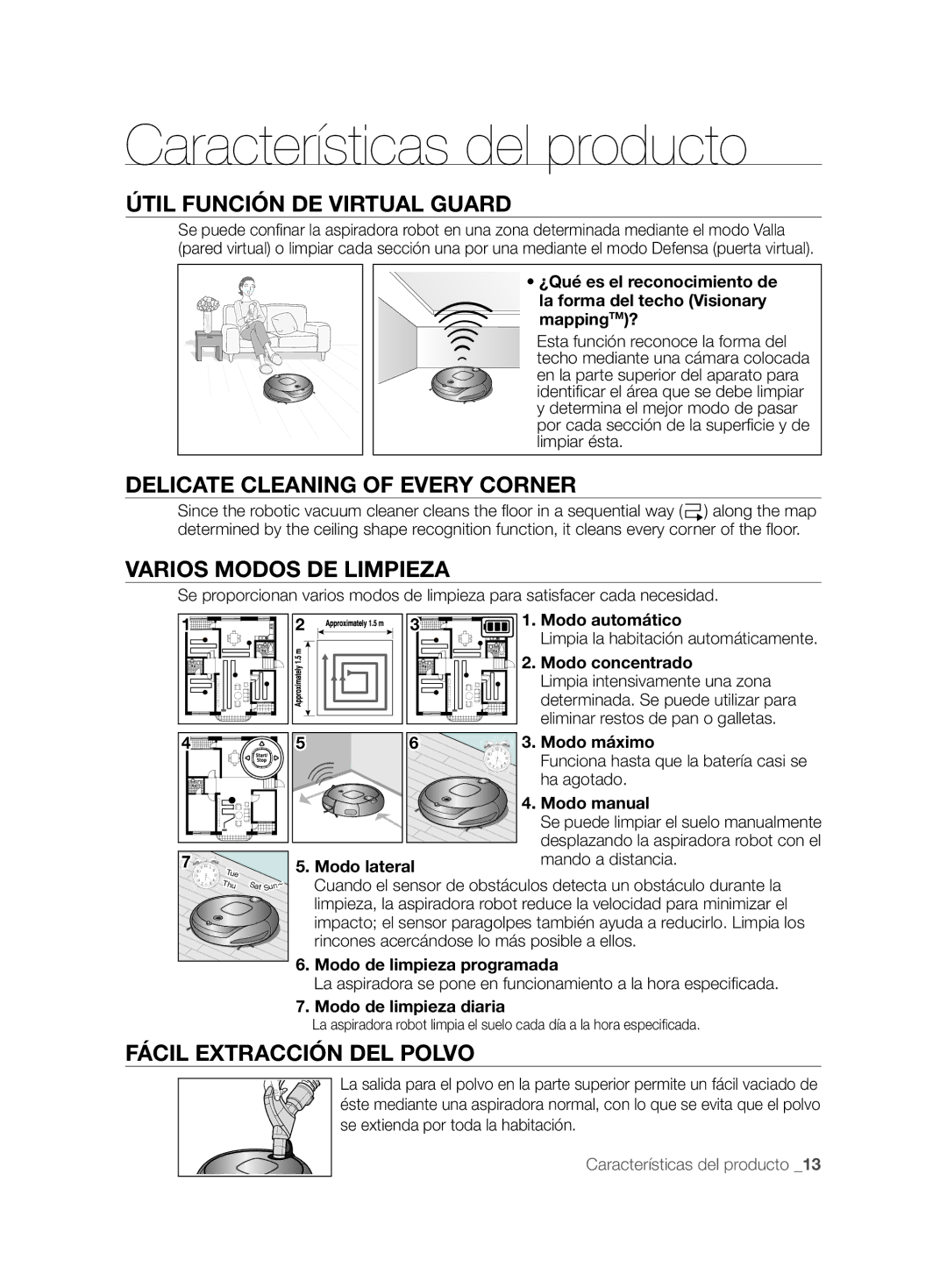 Samsung VCR8857L3R/XEF Características del producto, Útil Función DE Virtual Guard, Delicate Cleaning of Every Corner 