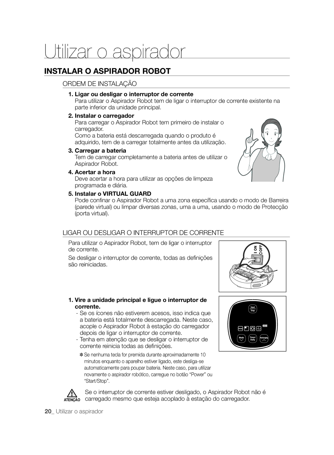 Samsung VCR8857L3R/XEF manual Utilizar o aspirador, Instalar O Aspirador Robot, Ordem DE Instalação 