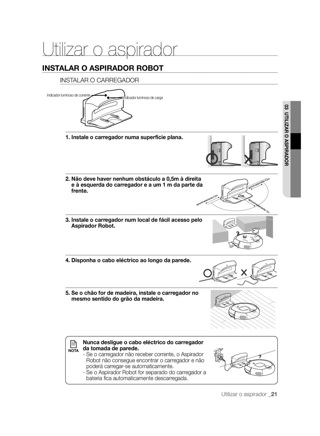 Samsung VCR8857L3R/XEF manual Instalar O Carregador 