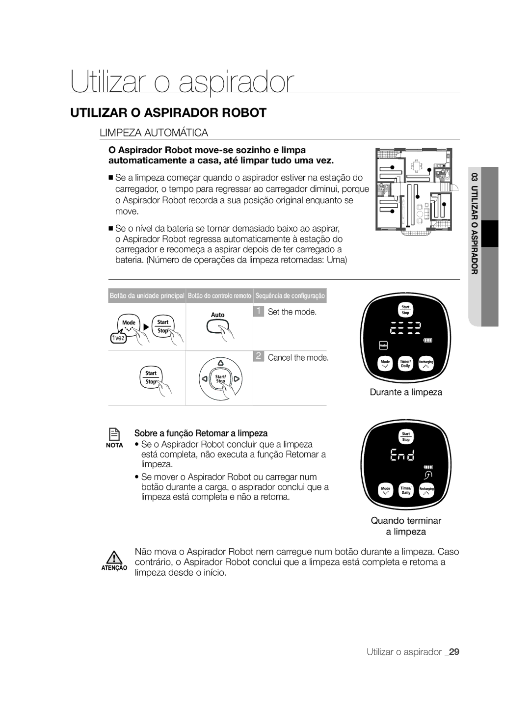 Samsung VCR8857L3R/XEF manual Limpeza Automática 