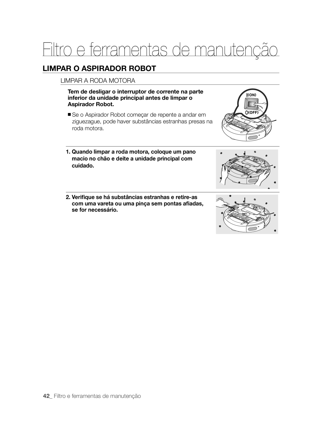 Samsung VCR8857L3R/XEF manual Limpar a Roda Motora 