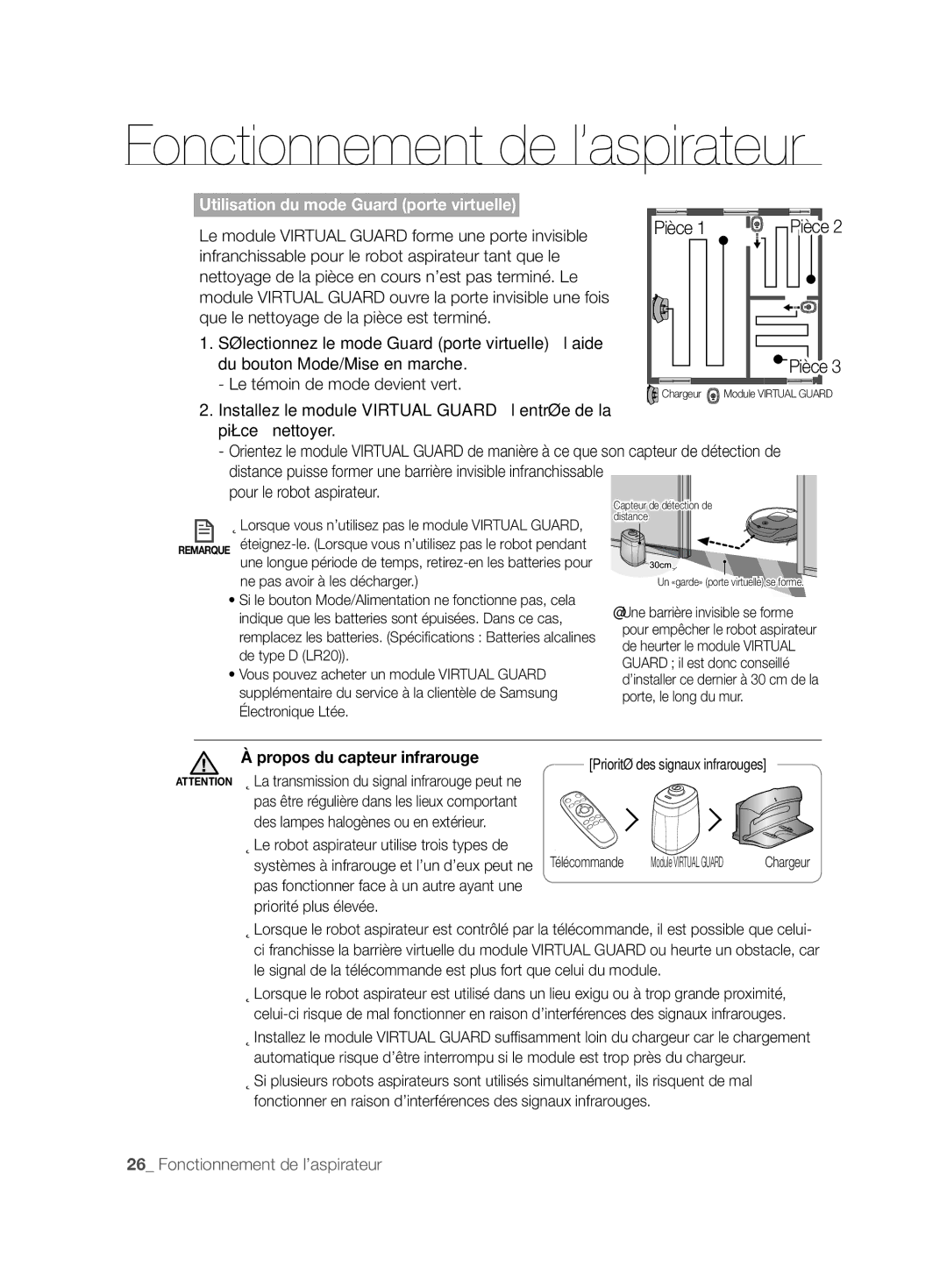 Samsung VCR8857L3R/XEF manual Le module Virtual Guard forme une porte invisible, Le témoin de mode devient vert 