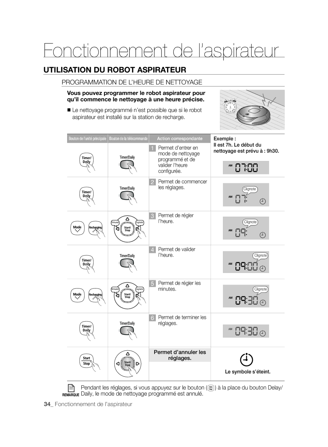 Samsung VCR8857L3R/XEF manual Programmation DE L’HEURE DE Nettoyage 