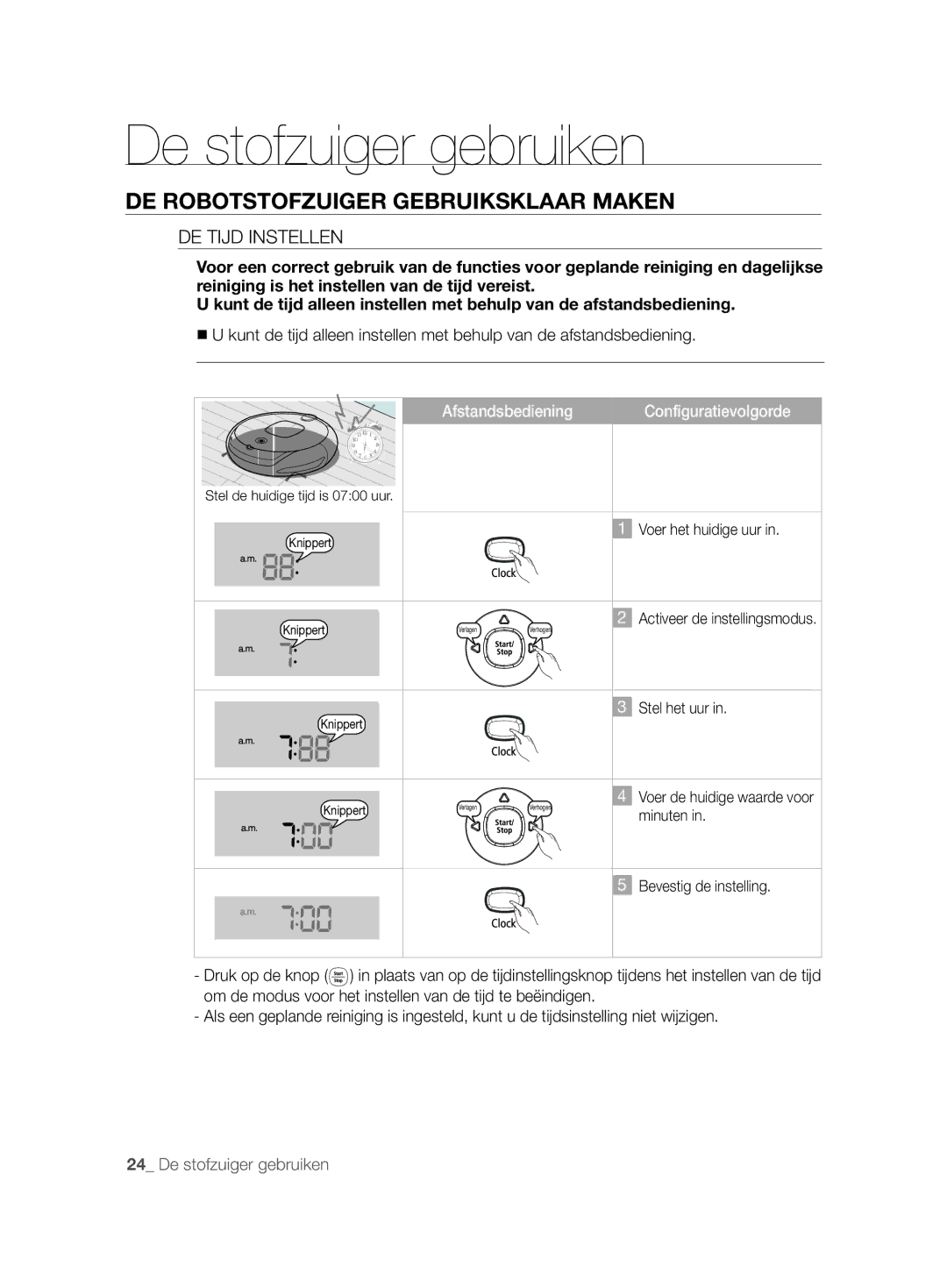 Samsung VCR8857L3R/XEF manual DE Tijd Instellen, Afstandsbediening 