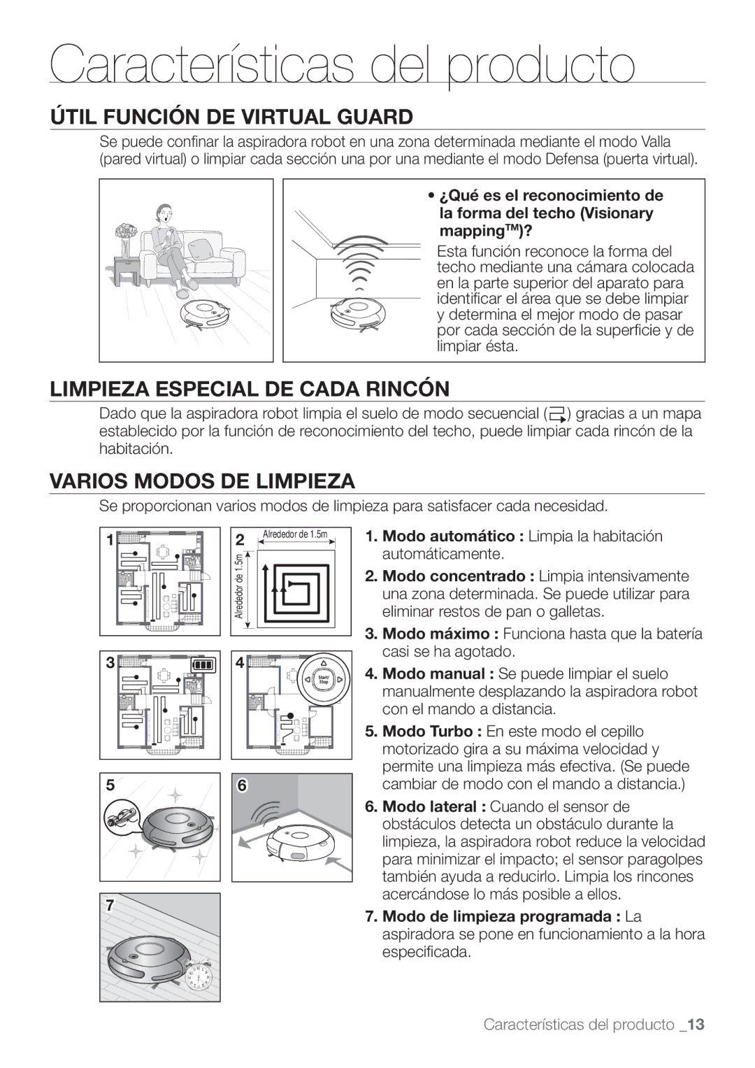 Samsung VCR8874T3B/XEE manual Características del producto, Útil Función DE Virtual Guard, Limpieza Especial DE Cada Rincón 