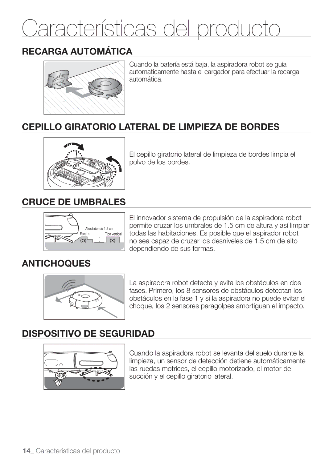 Samsung VCR8874T3B/XEE Recarga Automática, Cepillo Giratorio Lateral DE Limpieza DE Bordes, Cruce DE Umbrales, Antichoques 