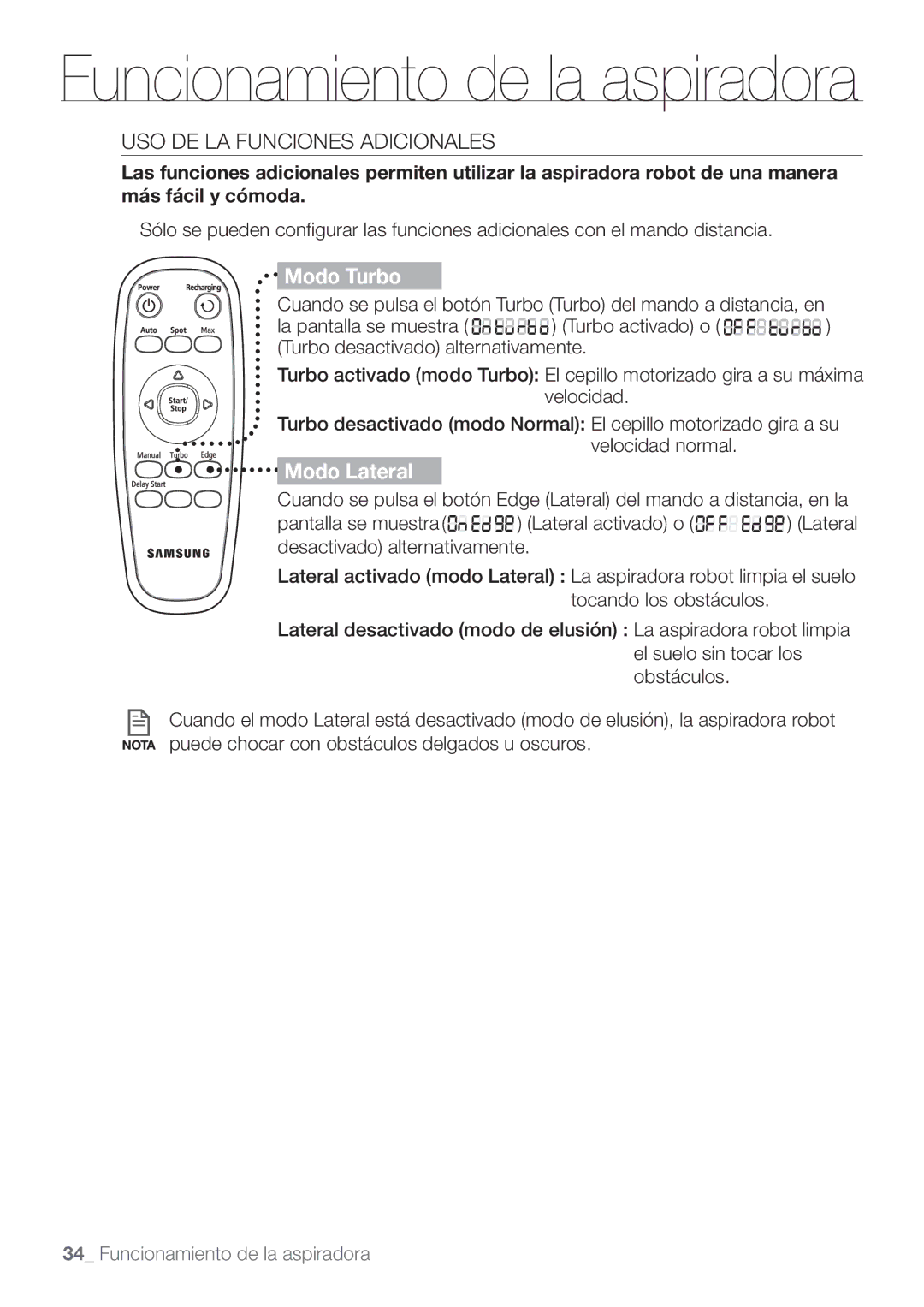 Samsung VCR8874T3B/XEE manual USO DE LA Funciones Adicionales, Modo Turbo 