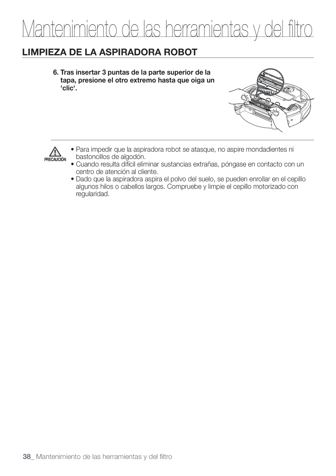 Samsung VCR8874T3B/XEE manual Mantenimiento de las herramientas y del ﬁltro 