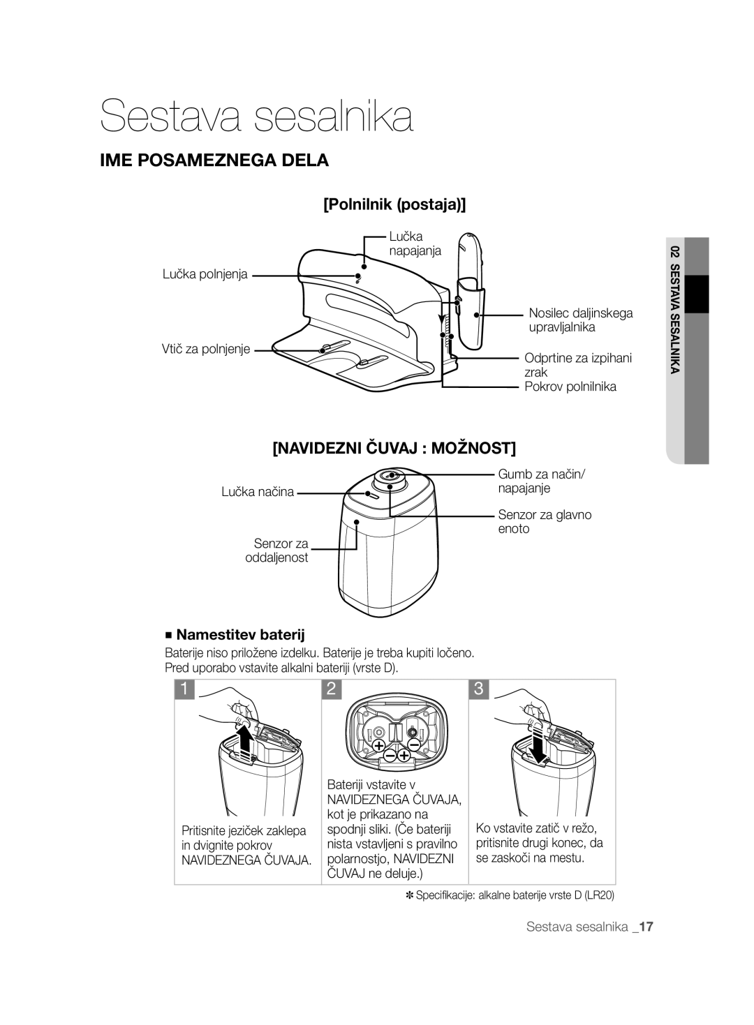 Samsung VCR8874T3B/XET manual Polnilnik postaja 