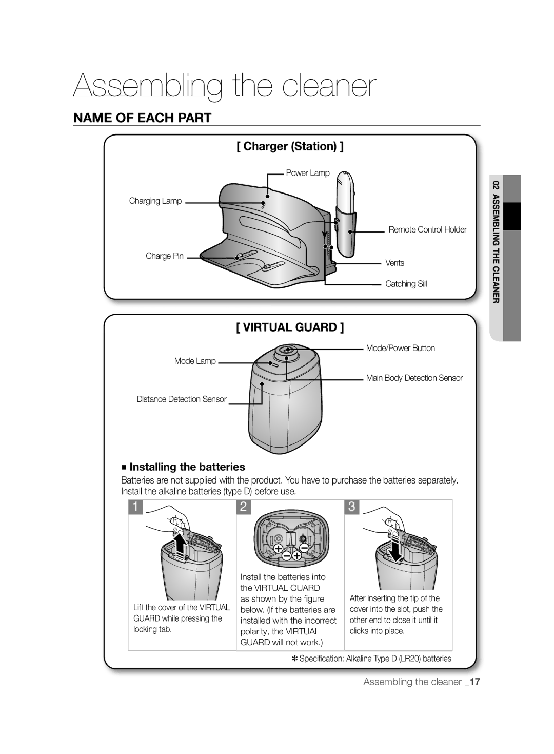 Samsung VCR8875T3A/SML, VCR8875T3A/XEF manual Charger Station, Installing the batteries, Catching Sill 