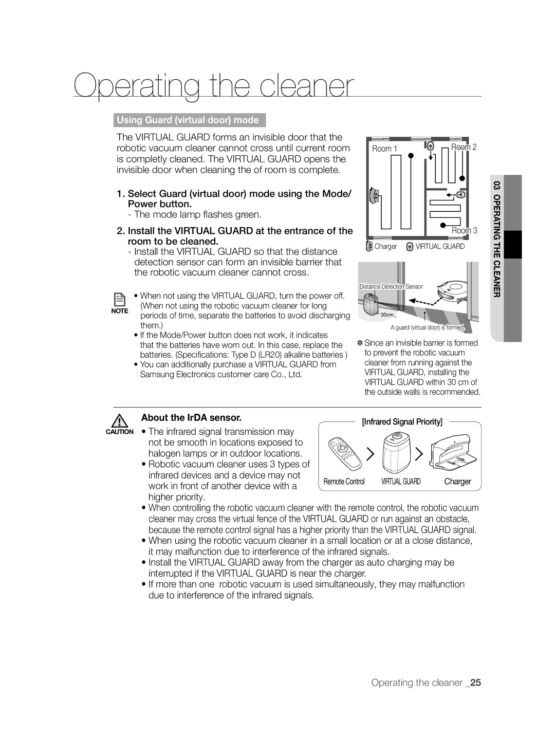 Samsung VCR8875T3A/SML About the IrDA sensor, Not be smooth in locations exposed to, Infrared devices and a device may not 