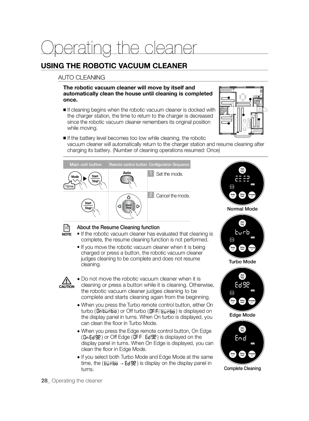 Samsung VCR8875T3A/XEF, VCR8875T3A/SML Auto Cleaning, Time, the → is display on the display panel in turns, Normal Mode 