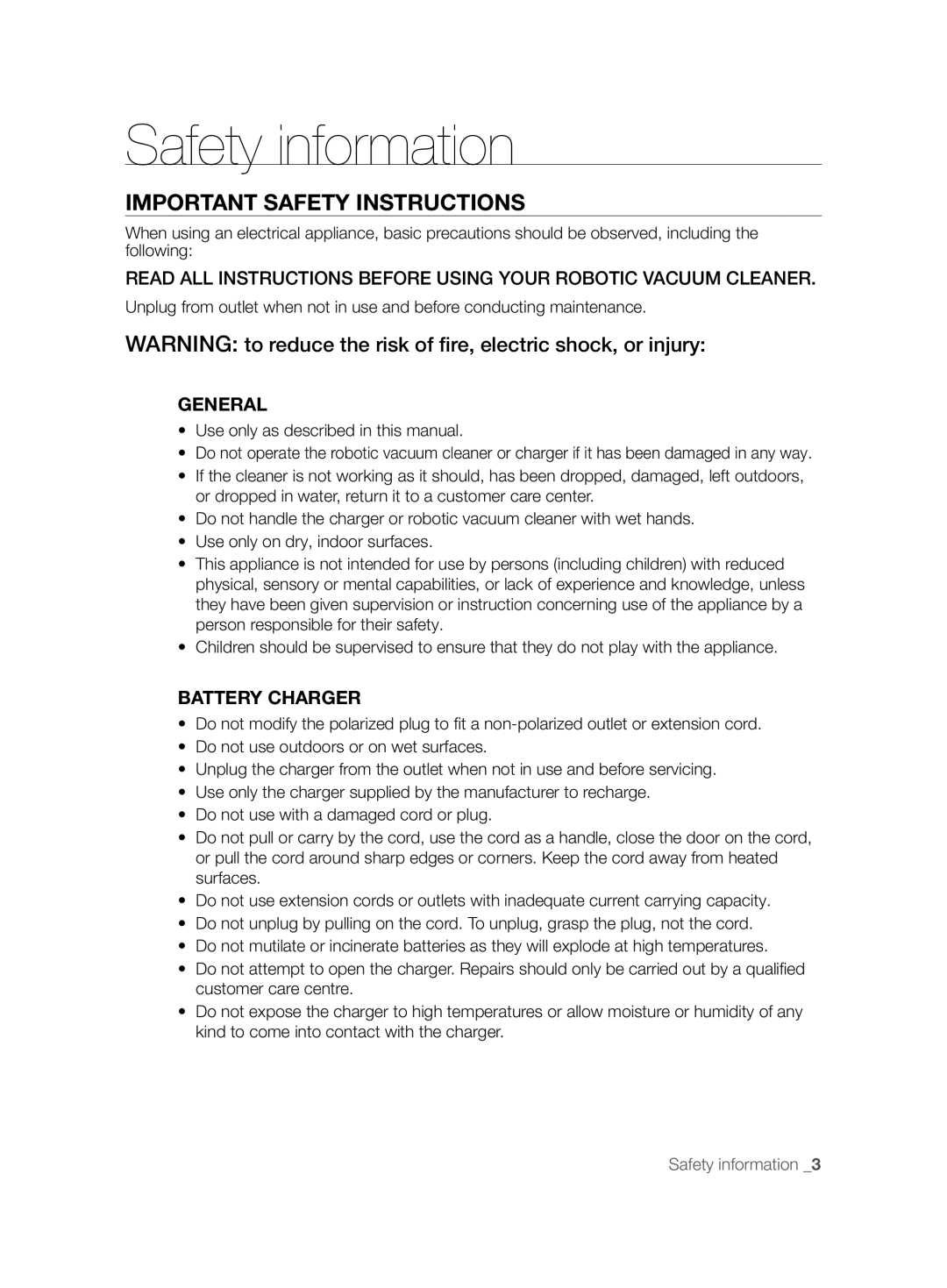 Samsung VCR8875T3A/SML, VCR8875T3A/XEF manual Important Safety Instructions, General 