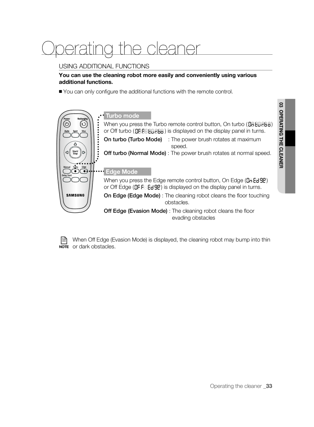 Samsung VCR8875T3A/SML manual Using Additional Functions, When you press the Turbo remote control button, On turbo 