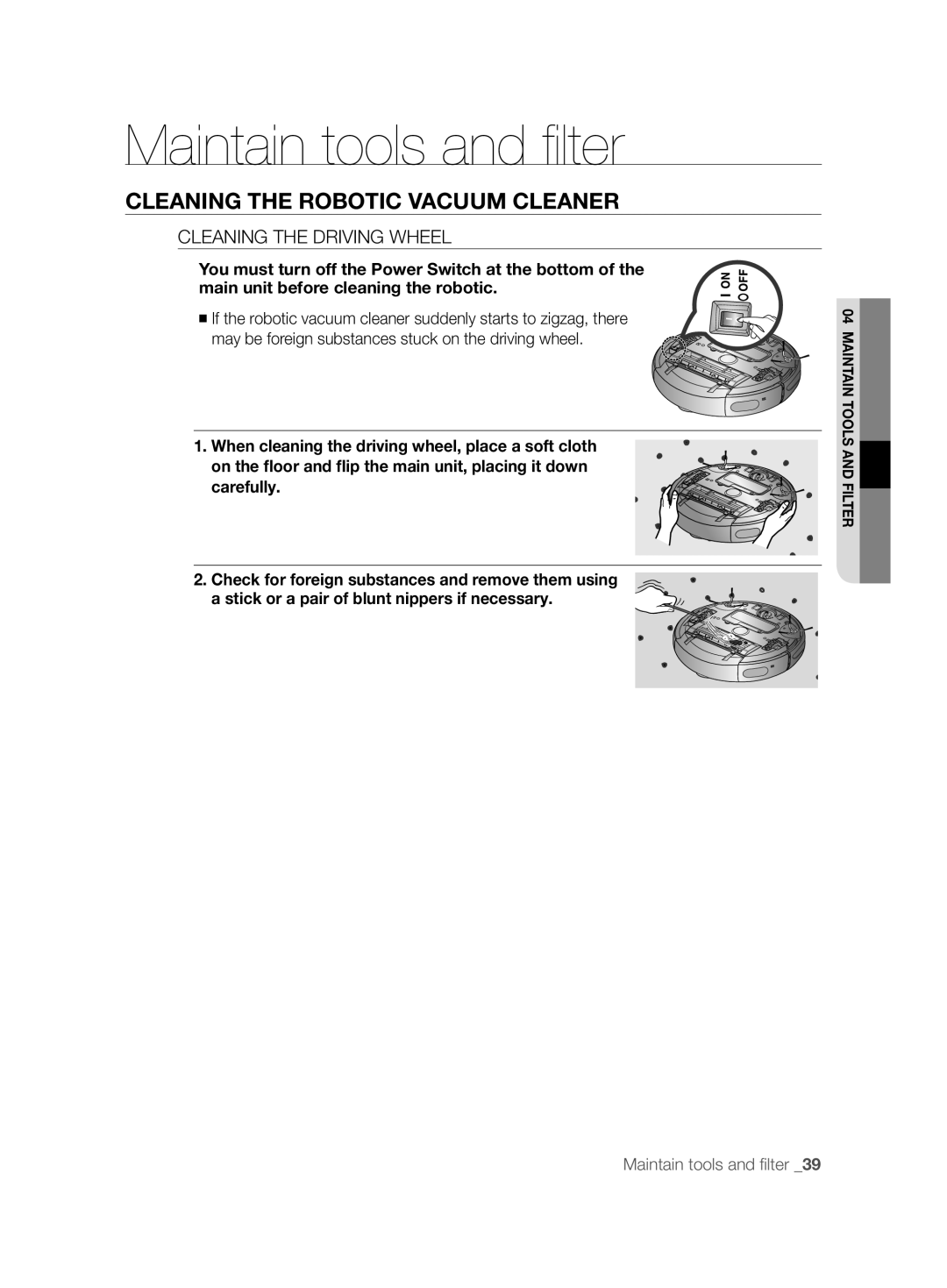 Samsung VCR8875T3A/SML, VCR8875T3A/XEF manual Cleaning the Driving Wheel 