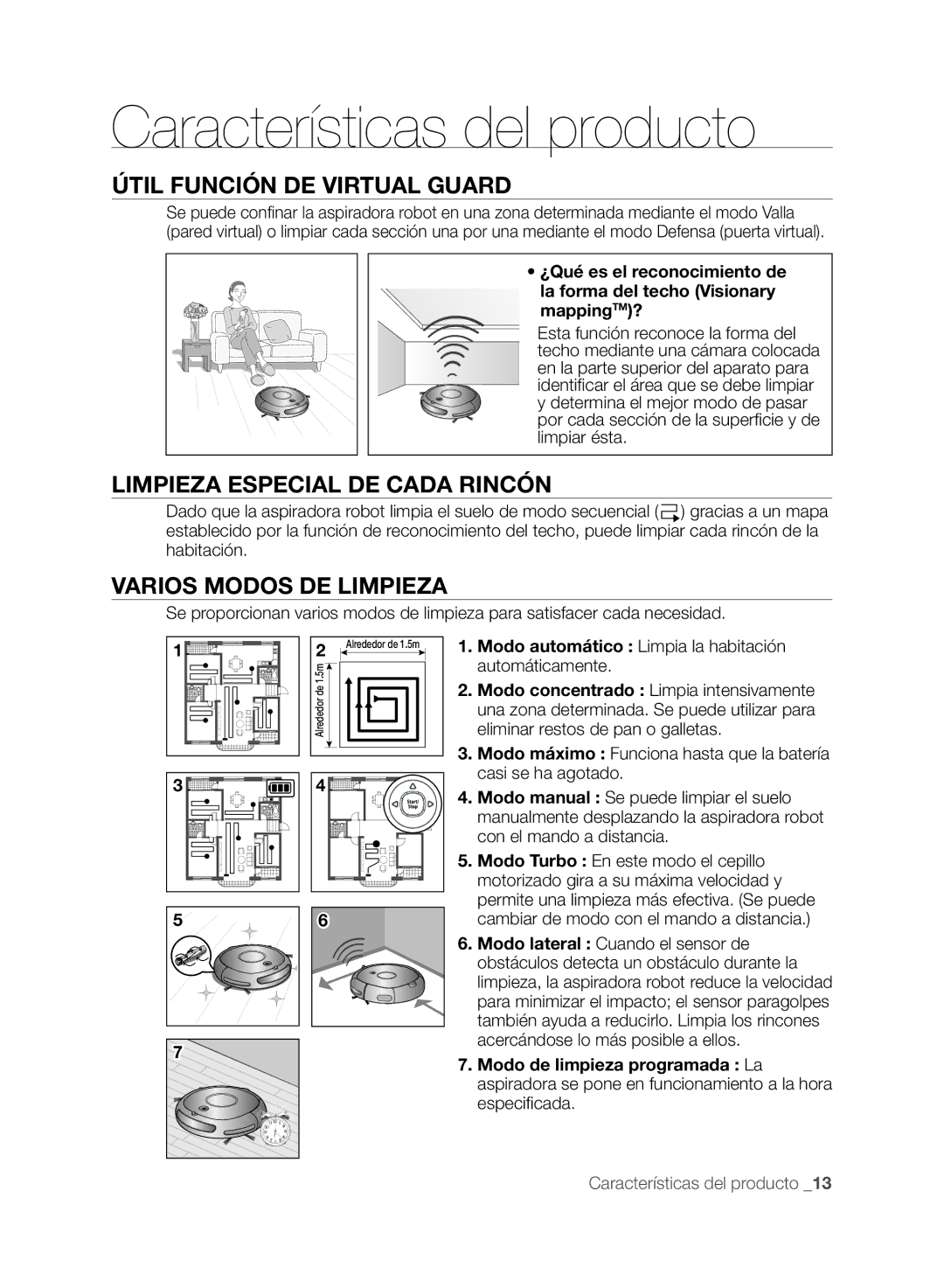 Samsung VCR8875T3A/XEF manual Características del producto, Útil Función DE Virtual Guard, Limpieza Especial DE Cada Rincón 