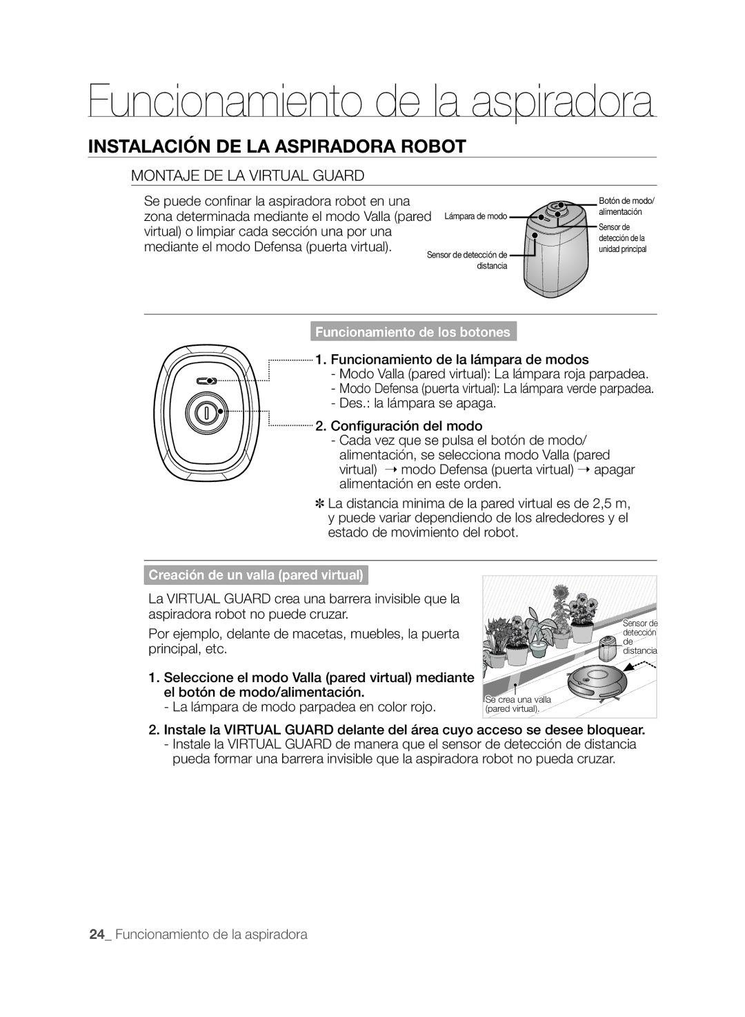 Samsung VCR8875T3A/XEF manual Montaje DE LA Virtual Guard, Se puede confinar la aspiradora robot en una 