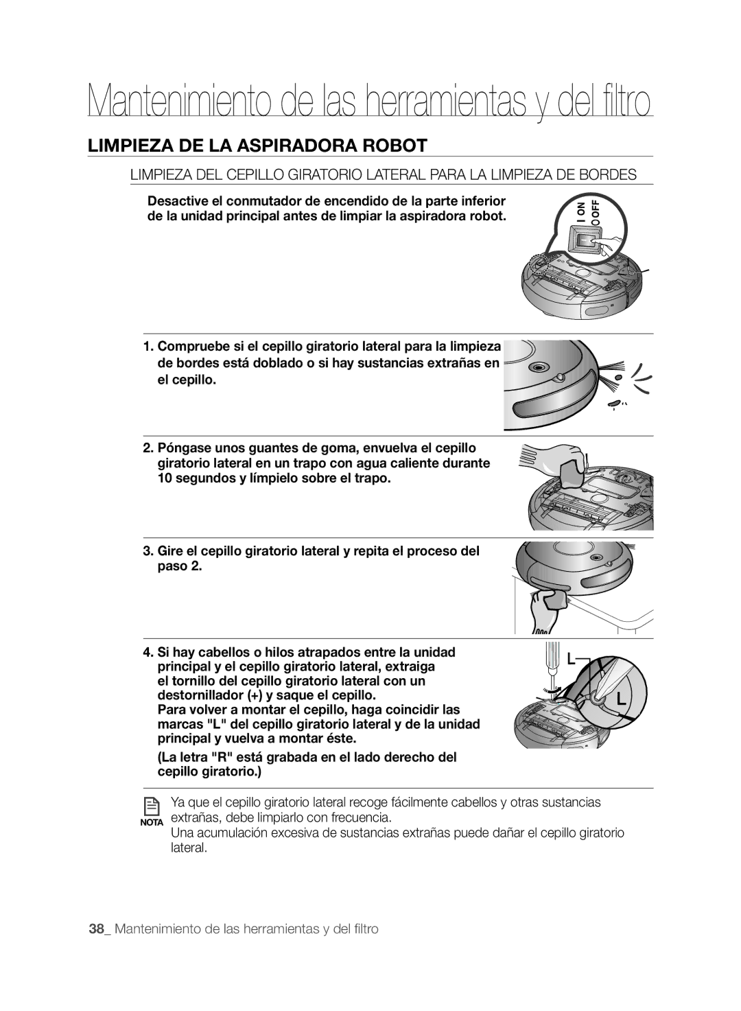 Samsung VCR8875T3A/XEF manual Mantenimiento de las herramientas y del filtro 