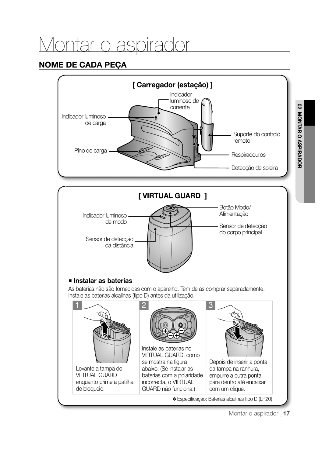 Samsung VCR8875T3A/XEF manual Carregador estação, Botão Modo, Alimentação, De modo, Da distância 