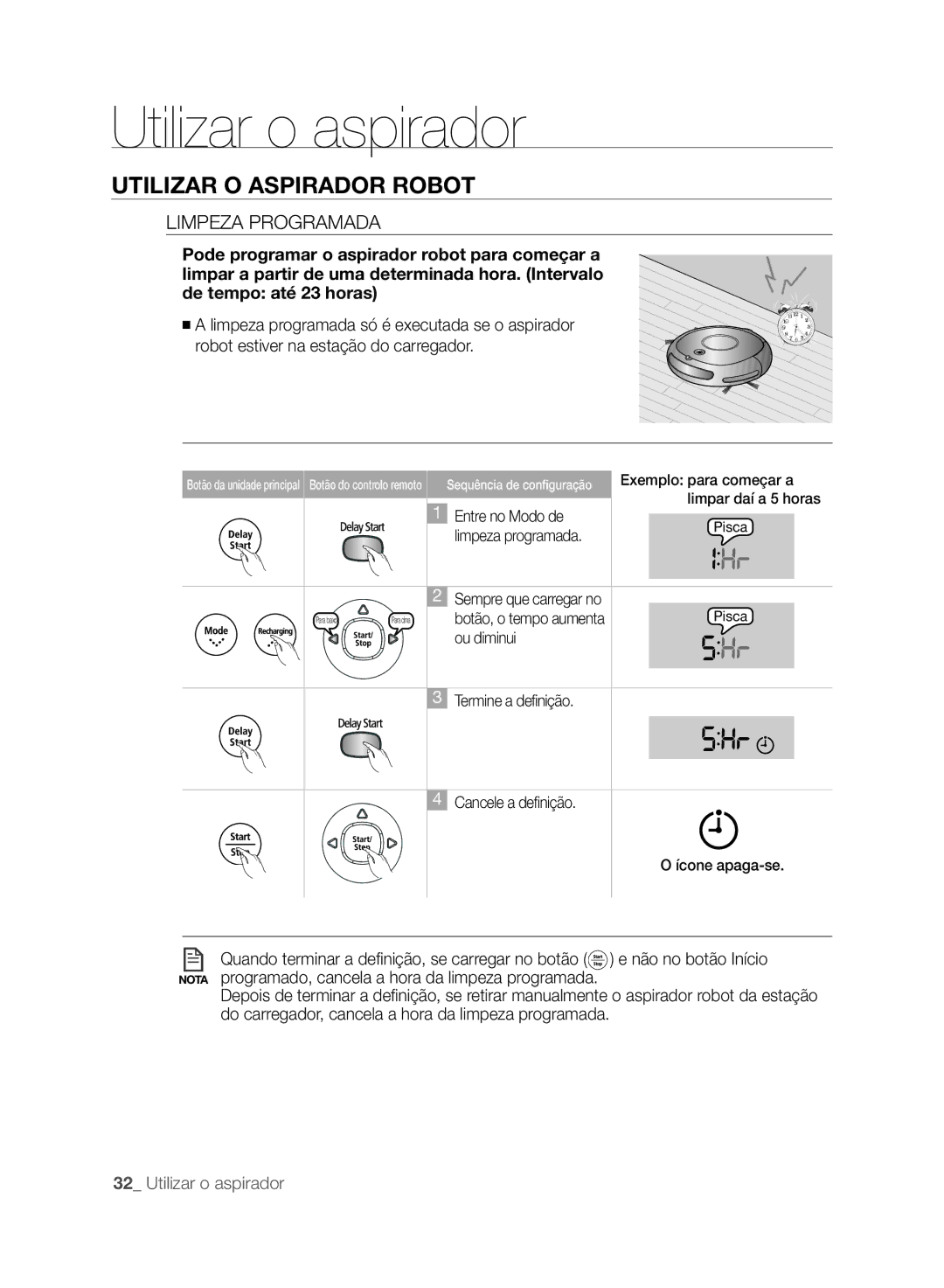 Samsung VCR8875T3A/XEF manual Limpeza Programada 