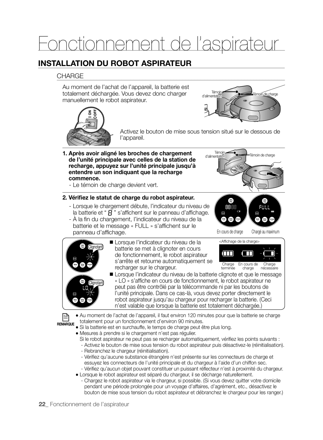 Samsung VCR8875T3A/XEF manual Charge, Après avoir aligné les broches de chargement 