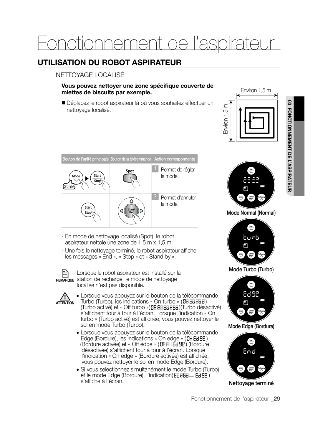 Samsung VCR8875T3A/XEF manual Nettoyage Localisé, Vous pouvez nettoyer une zone spécifique couverte de 