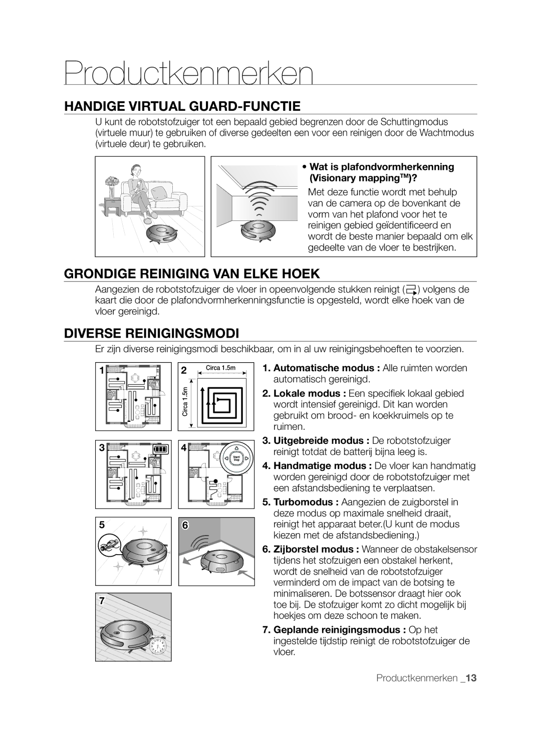 Samsung VCR8875T3A/XEF manual Productkenmerken, Handige Virtual GUARD-functie, Grondige reiniging van elke hoek 