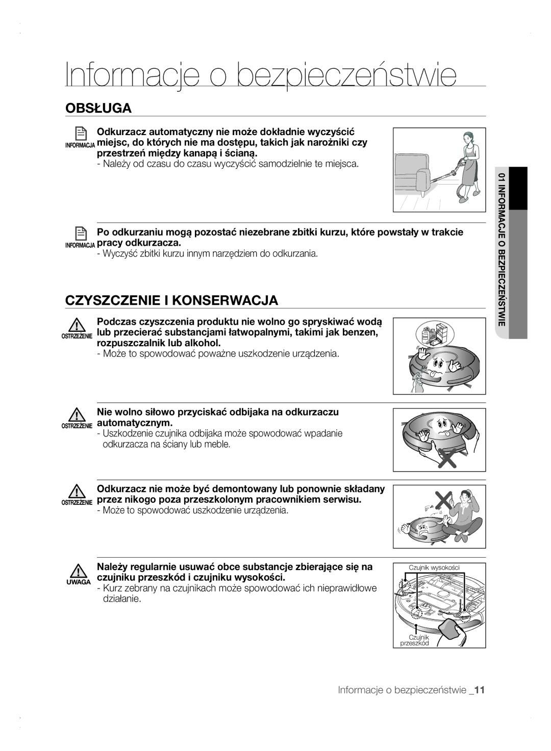 Samsung VCR8875T3A/XEF, VCR8875T3A/XEO manual Należy od czasu do czasu wyczyścić samodzielnie te miejsca 