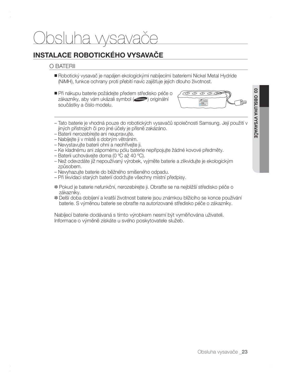 Samsung VCR8875T3A/XEF, VCR8875T3A/XEO manual Baterii 