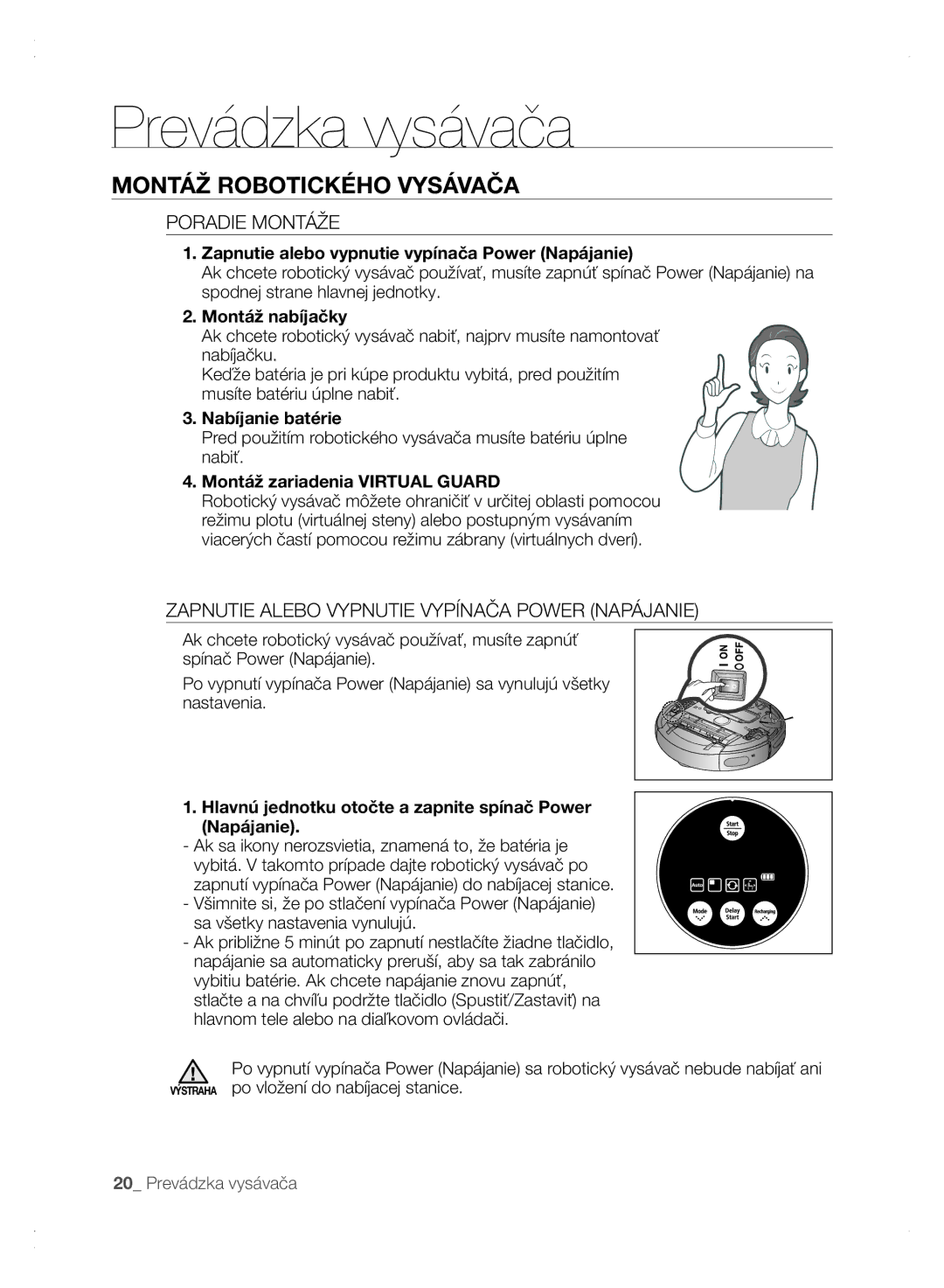 Samsung VCR8875T3A/XEO, VCR8875T3A/XEF manual Prevádzka vysávača, Montáž Robotického Vysávača, Poradie Montáže 