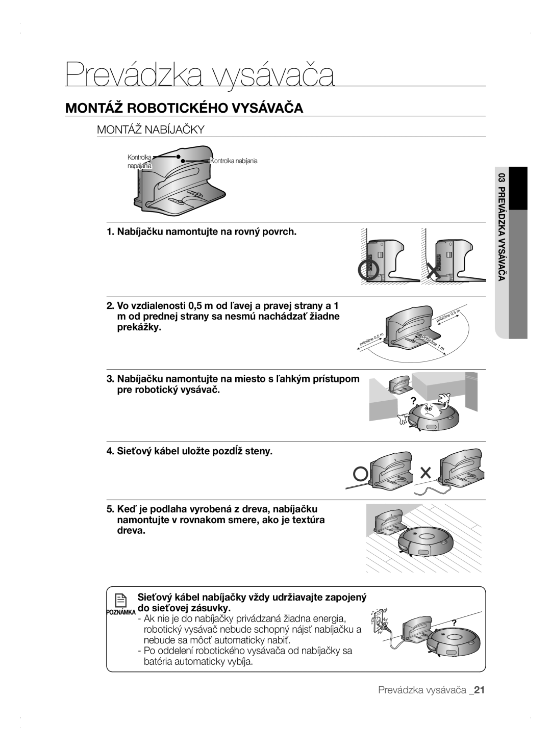 Samsung VCR8875T3A/XEF, VCR8875T3A/XEO manual Montáž Nabíjačky, Nabíjačku namontujte na rovný povrch 