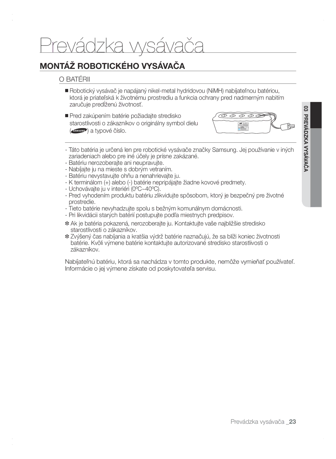 Samsung VCR8875T3A/XEF, VCR8875T3A/XEO manual Batérii 