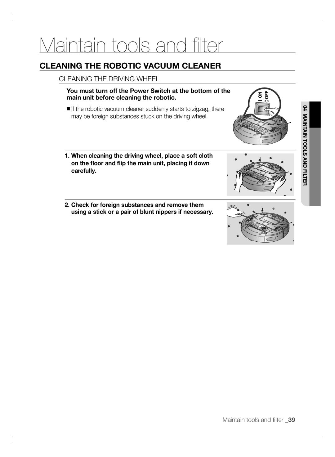 Samsung VCR8875T3A/XEF, VCR8875T3A/XEO manual Cleaning the Driving Wheel 