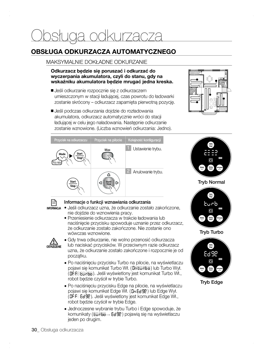 Samsung VCR8875T3A/XEO, VCR8875T3A/XEF manual Maksymalnie Dokładne Odkurzanie, Początku 