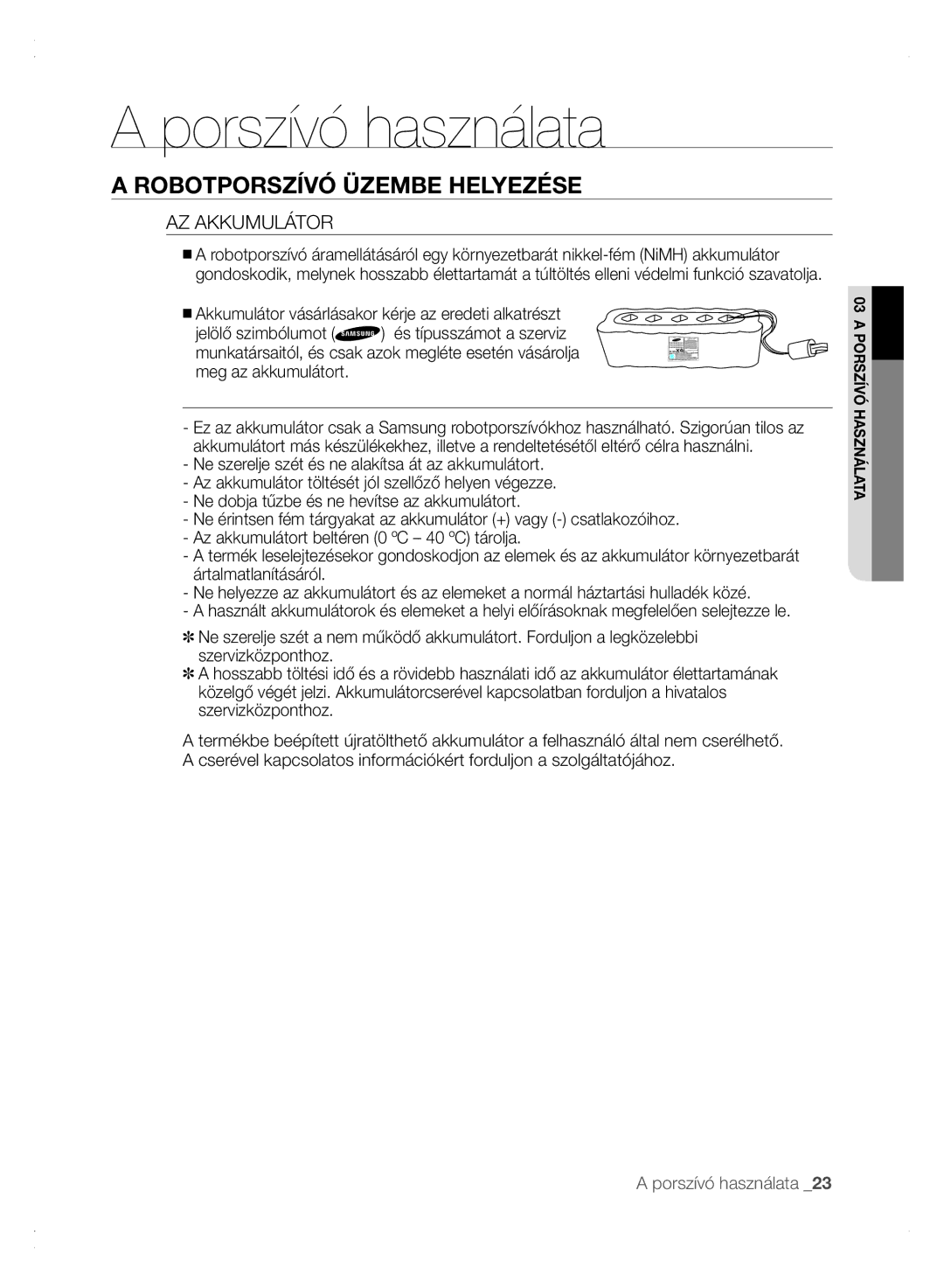 Samsung VCR8875T3A/XEF, VCR8875T3A/XEO manual AZ Akkumulátor 