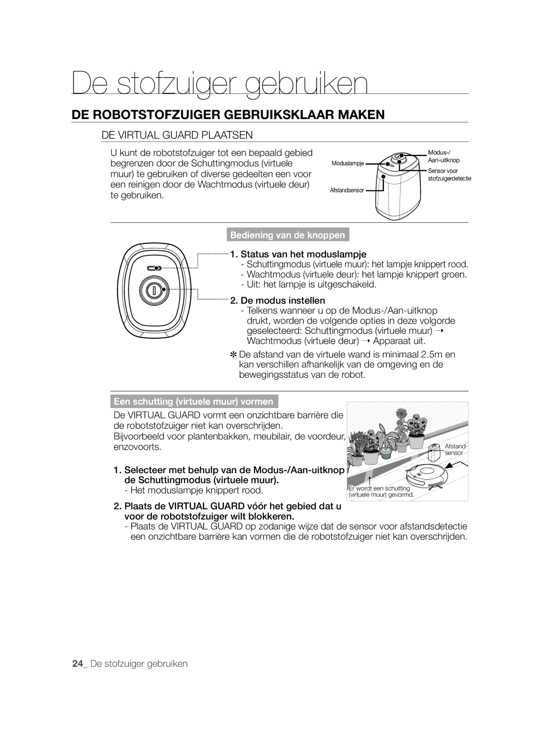 Samsung VCR8877T3A/XEG manual DE Virtual Guard Plaatsen, Bediening van de knoppen 