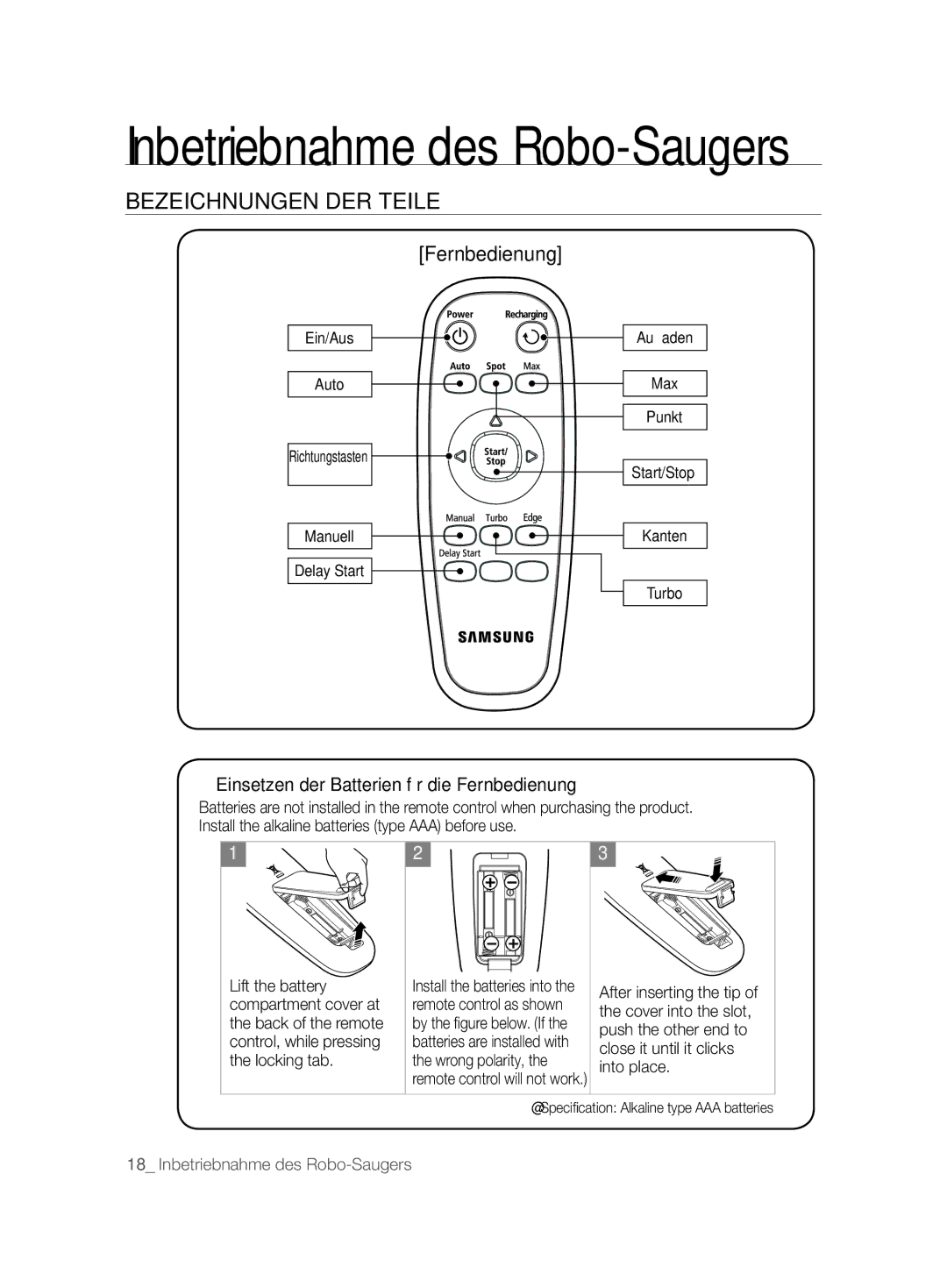 Samsung VCR8877T3A/XEG manual Fernbedienung 