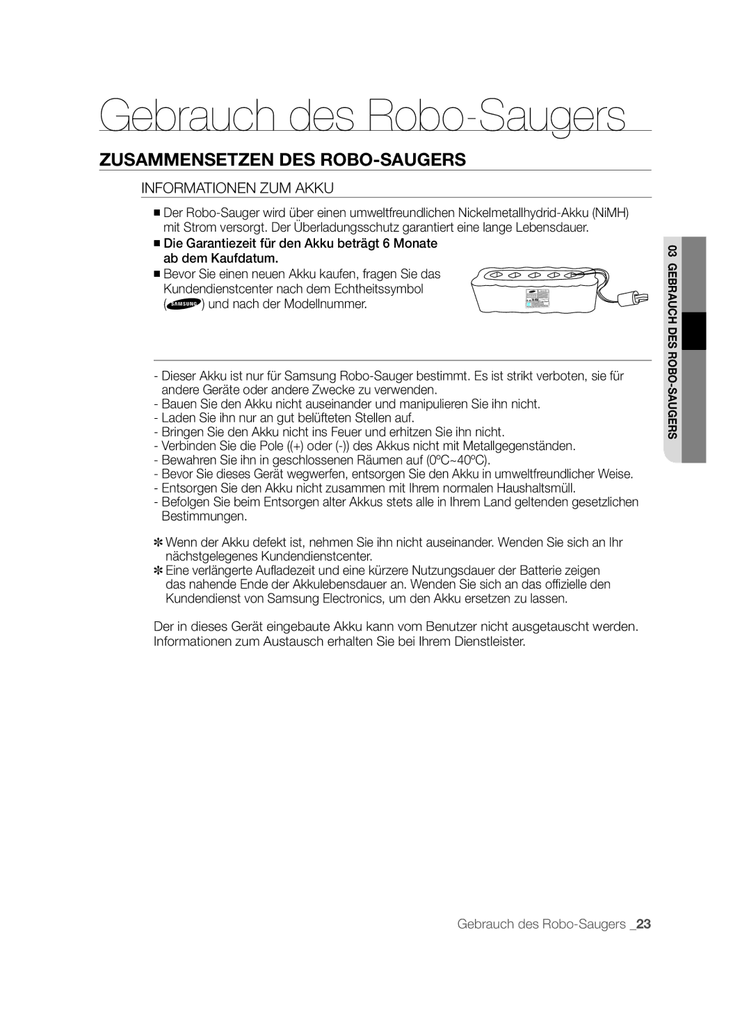 Samsung VCR8877T3A/XEG manual Informationen ZUM Akku 