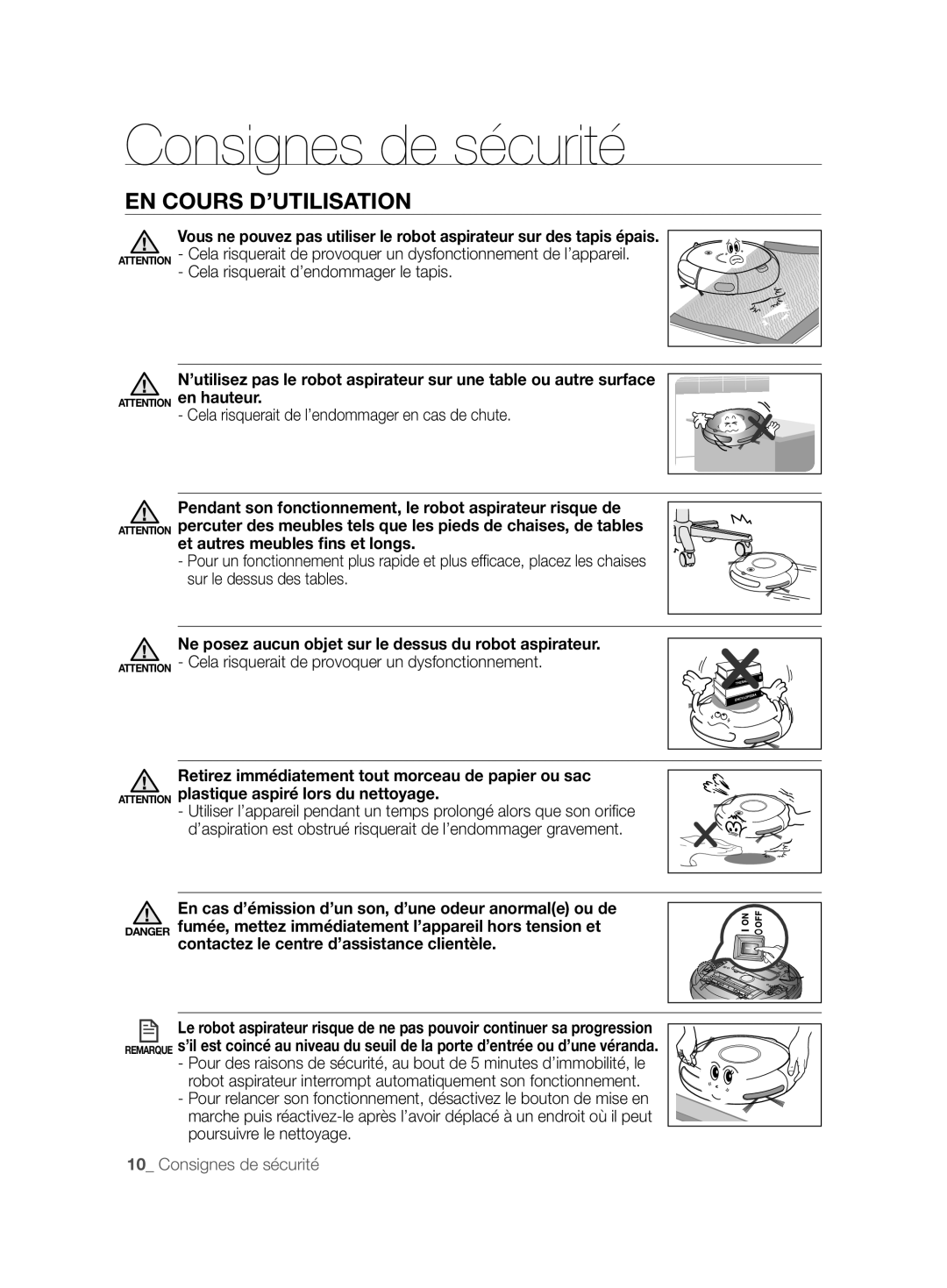 Samsung VCR8877T3A/XEG manual EN Cours D’UTILISATION, Cela risquerait de l’endommager en cas de chute 