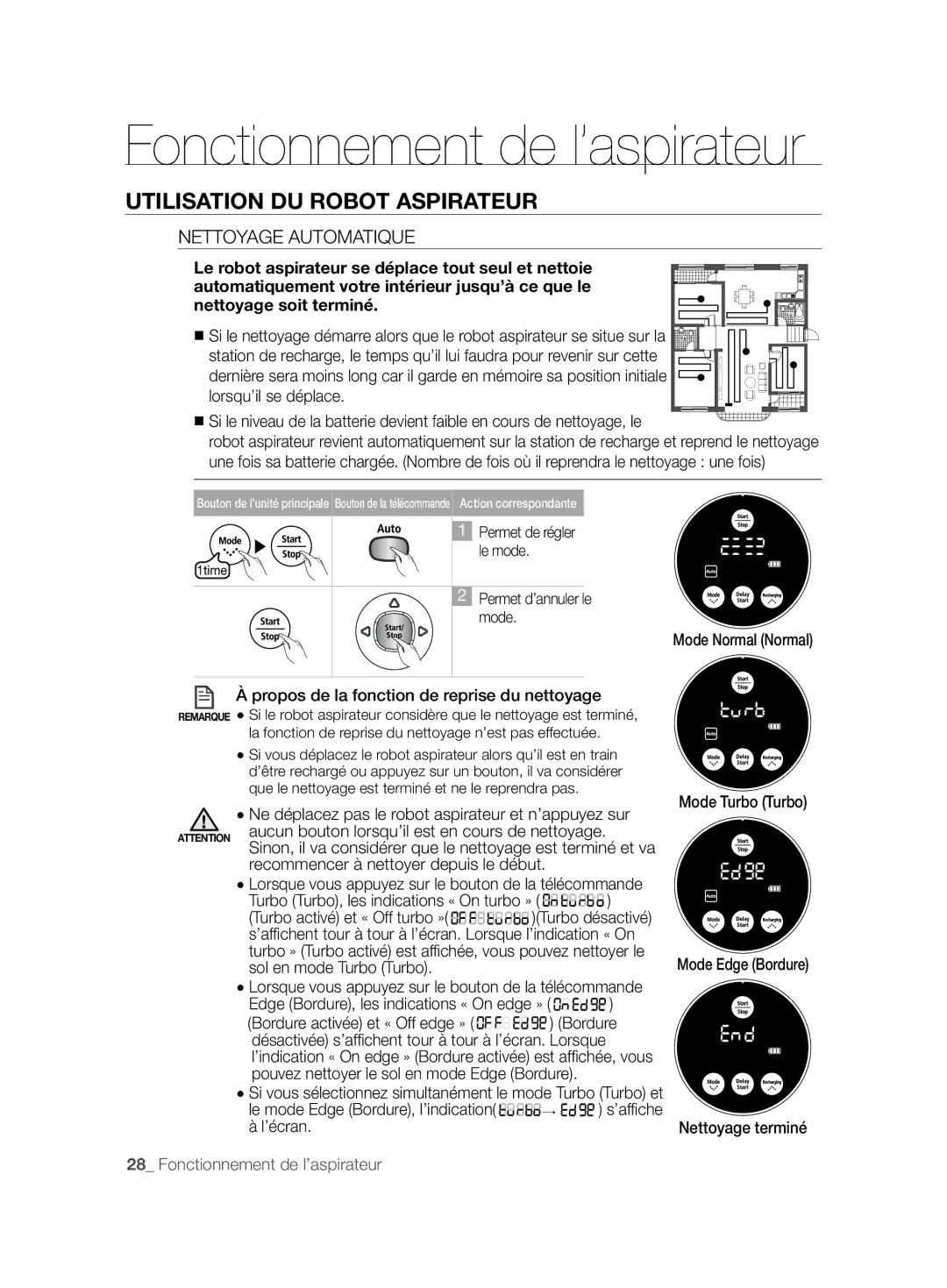 Samsung VCR8877T3A/XEG manual Nettoyage Automatique, Propos de la fonction de reprise du nettoyage 