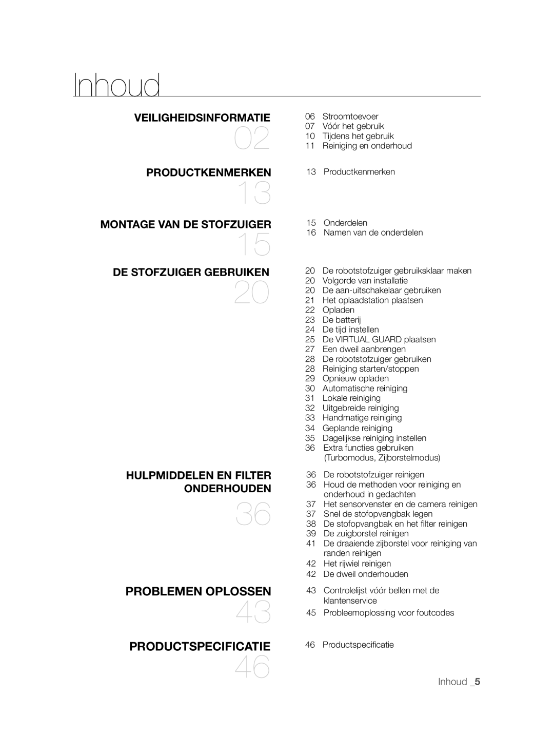 Samsung VCR8896L3B/XEG, VCR8894L3R/XEG, VCR8896L3R/SWS manual Inhoud 