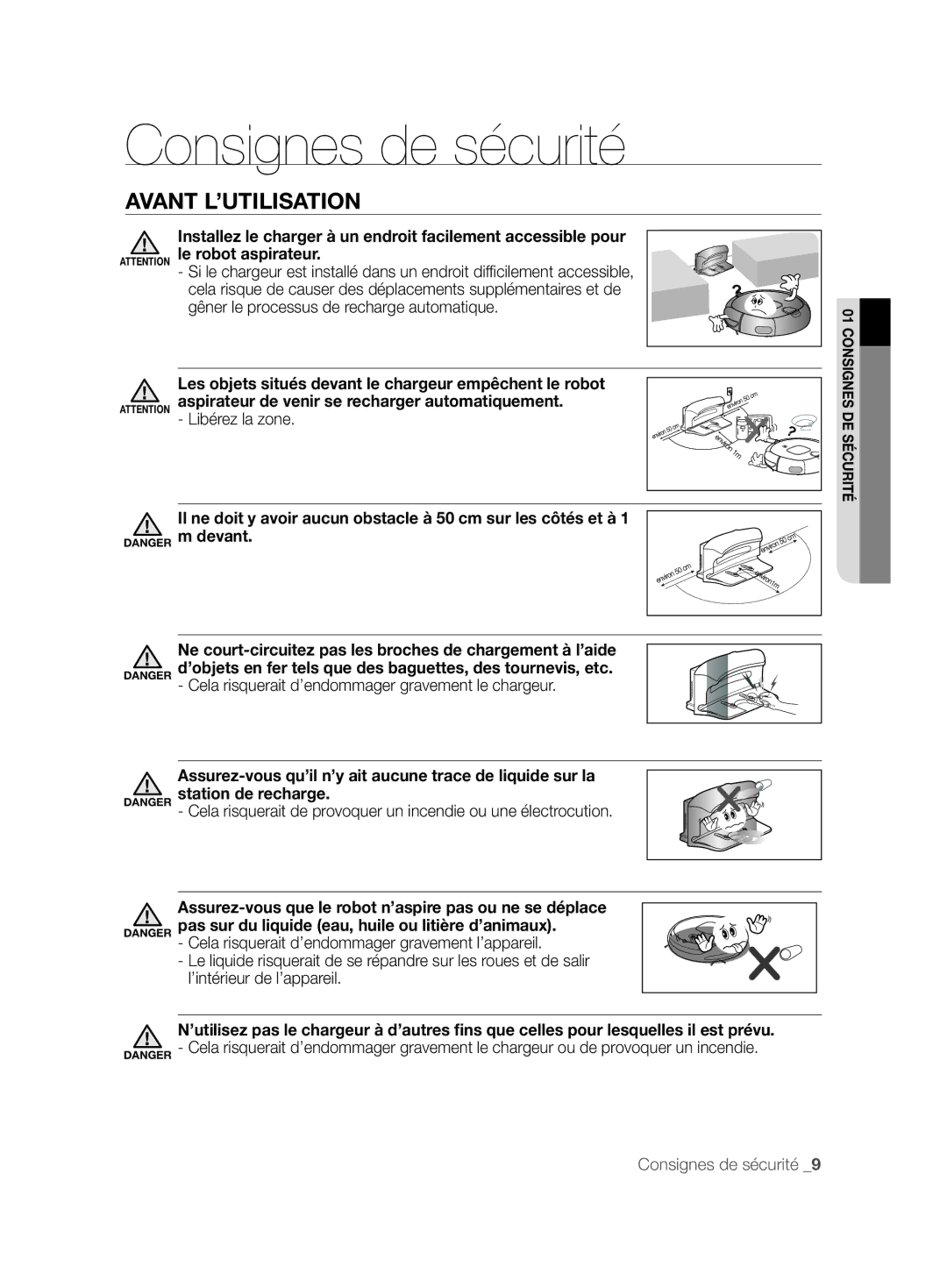 Samsung VCR8894L3R/XEG, VCR8896L3R/SWS, VCR8896L3B/XEG manual Installez le charger à un endroit facilement accessible pour 