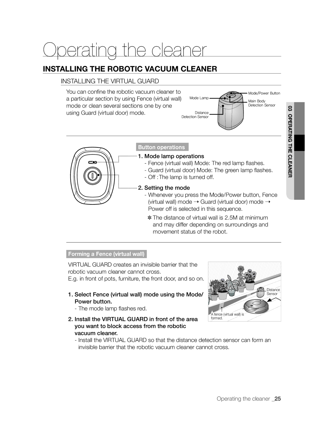 Samsung VCR8894L3R/XET manual Installing the Virtual Guard, Using Guard virtual door mode, Button operations 