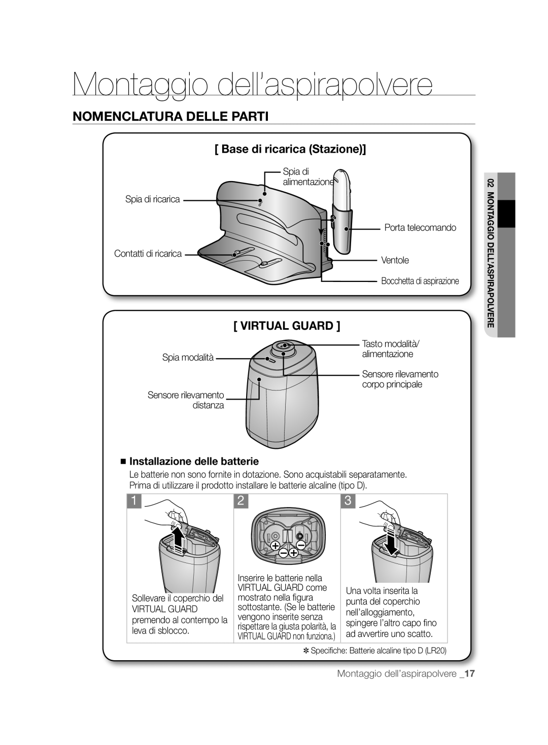 Samsung VCR8894L3R/XET manual Base di ricarica Stazione, Spia modalità 