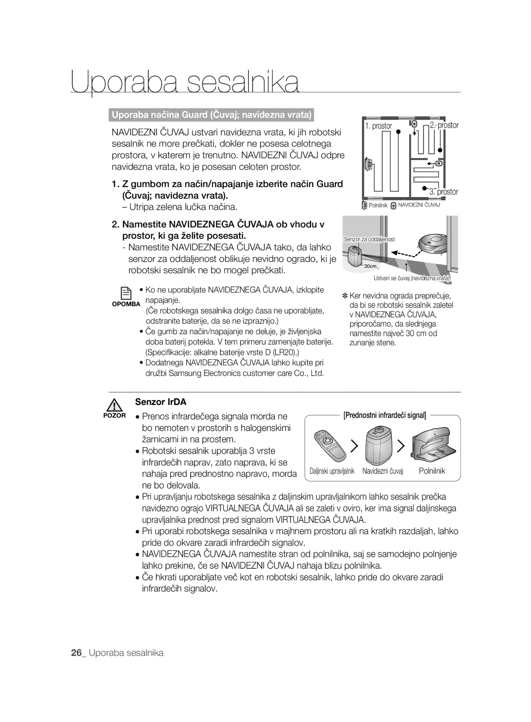 Samsung VCR8894L3R/XET manual Uporaba načina Guard Čuvaj navidezna vrata, Čuvaj navidezna vrata Utripa zelena lučka načina 