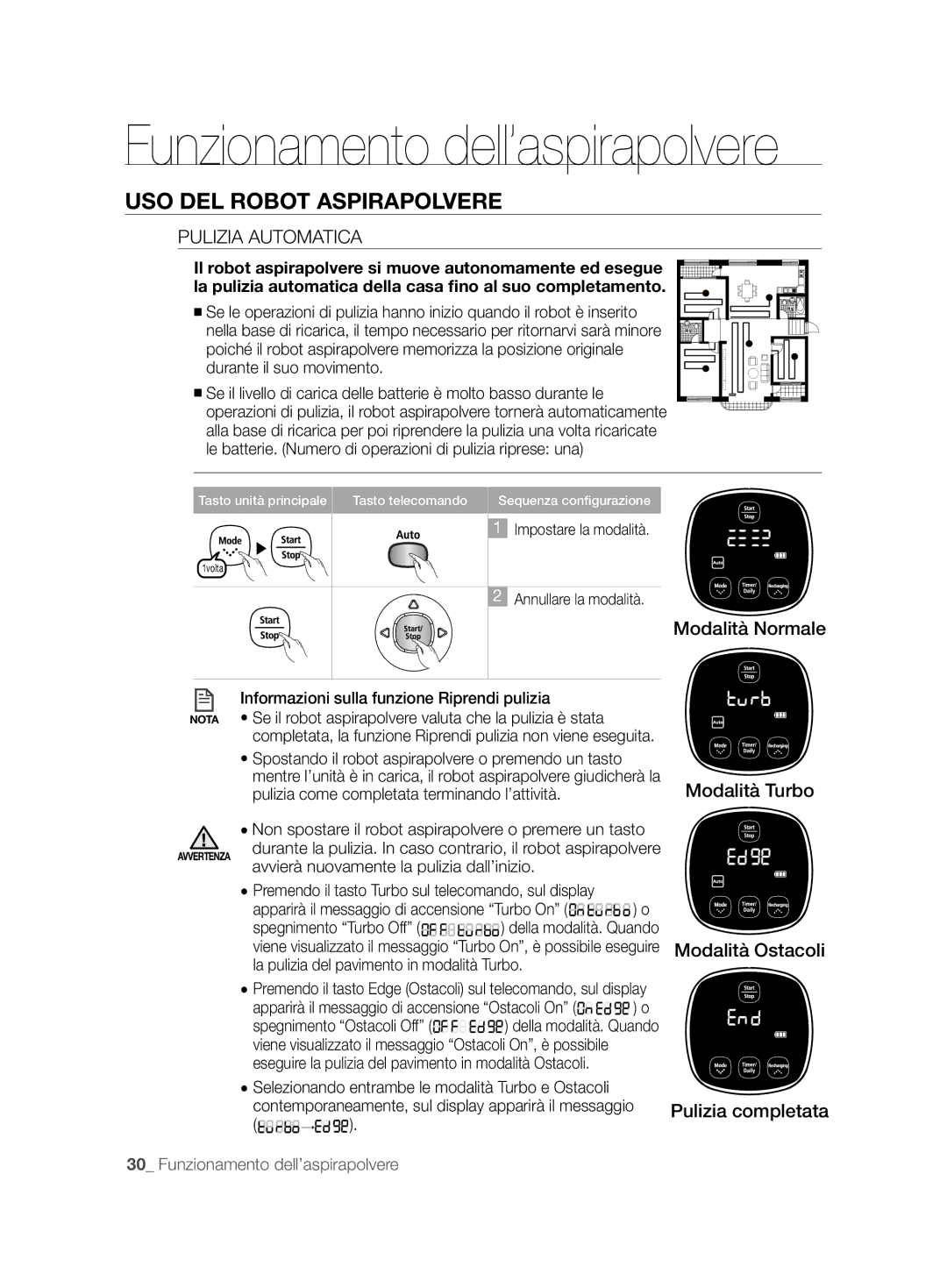 Samsung VCR8894L3R/XET manual Pulizia Automatica, Informazioni sulla funzione Riprendi pulizia 