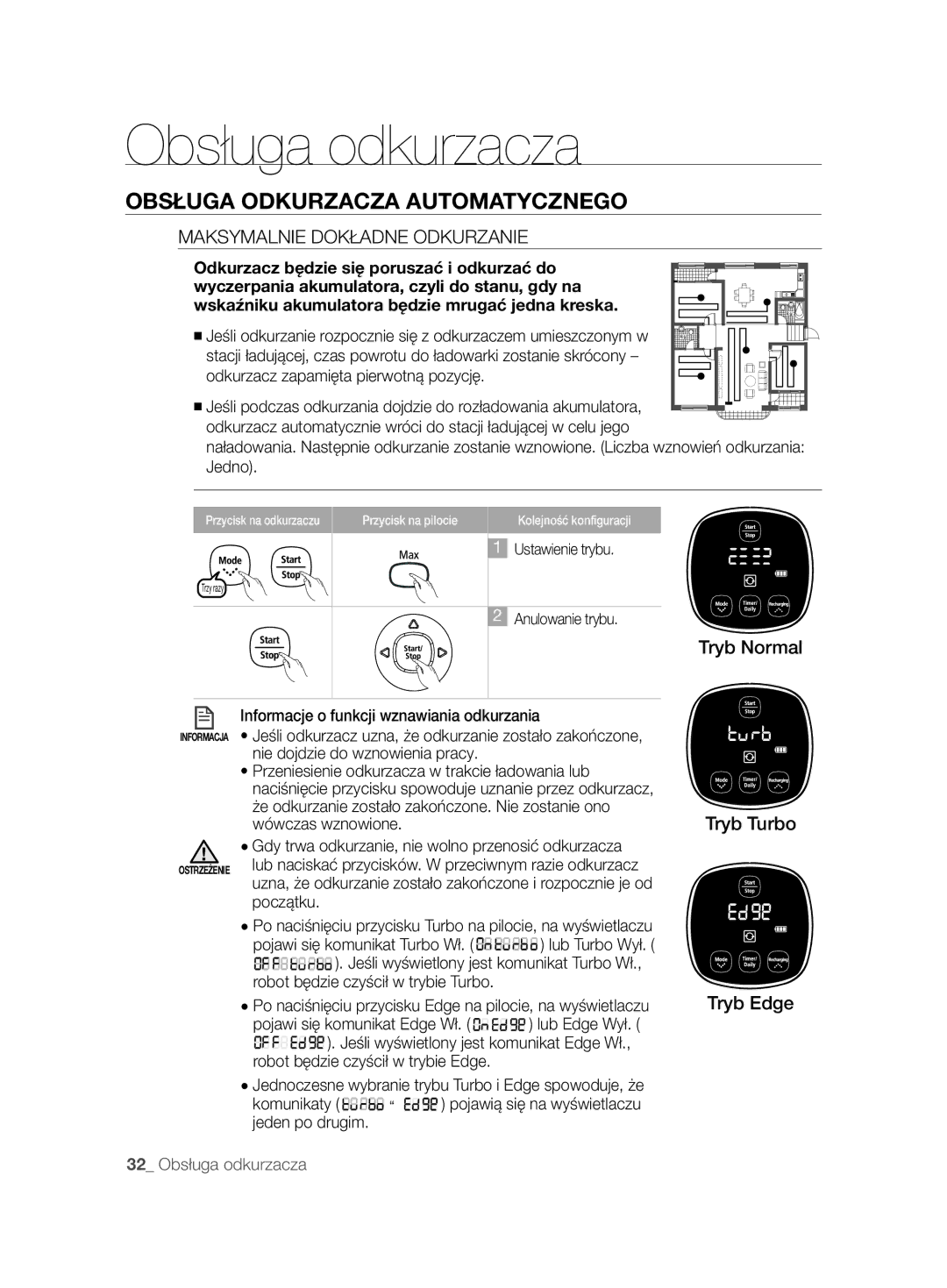 Samsung VCR8895L3A/XEF, VCR8895L3A/XEO, VCR8895L3A/XET, VCR8895L3A/XEE manual Maksymalnie Dokładne Odkurzanie, Początku 