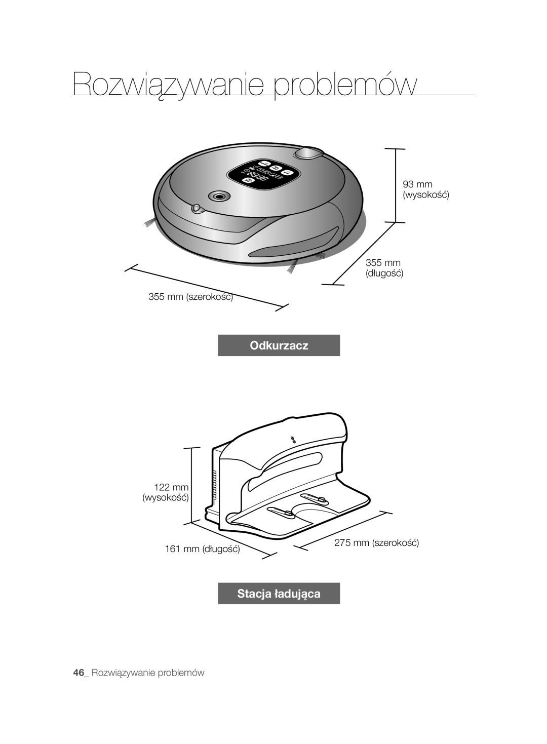 Samsung VCR8895L3A/XET, VCR8895L3A/XEO, VCR8895L3A/XEF, VCR8895L3A/XEE, VCR8895L3B/XAG manual Mm długość Mm szerokość 