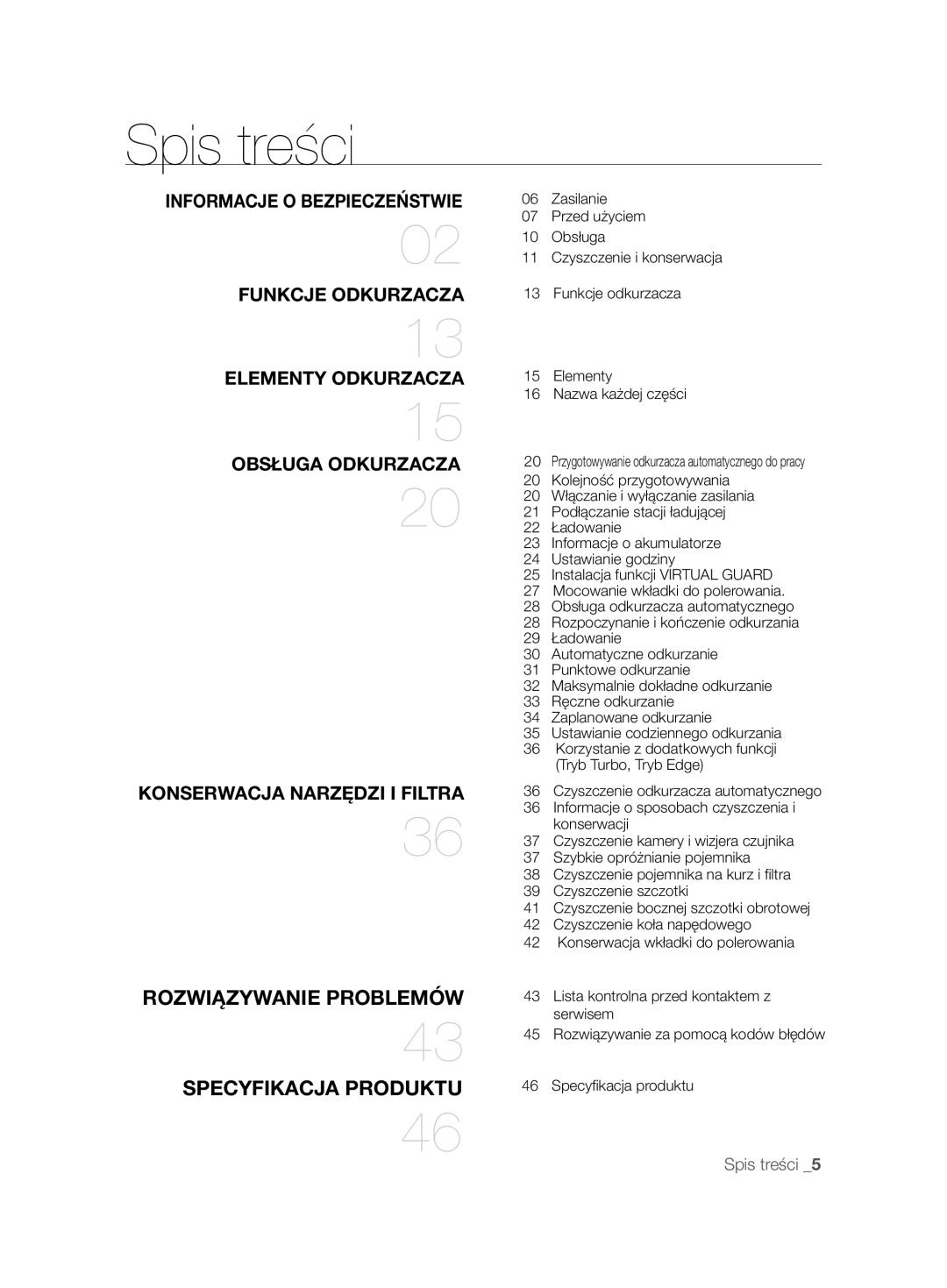 Samsung VCR8895L3A/XEO, VCR8895L3A/XET, VCR8895L3A/XEF, VCR8895L3A/XEE, VCR8895L3B/XAG manual Spis treści 